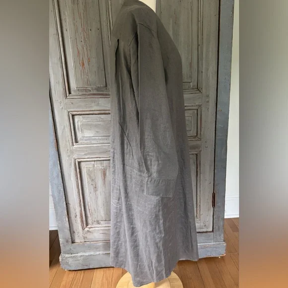 Muji French linen Button-Up Long Dress size L - Picture 3 of 6